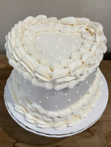 Layers of Love Vegan Cakes | Vintage Iced Buttercream Designed Vegan Heart Wedding Cake