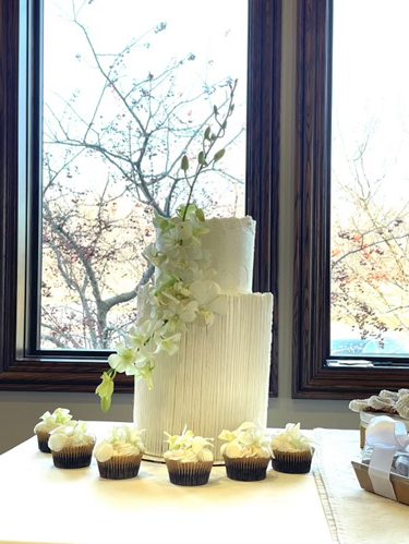 Layers of Love Vegan Cakes | Contemporary Elegant Chic Two Tier Vegan Asymmetrical Textured Buttercream Wedding Cake