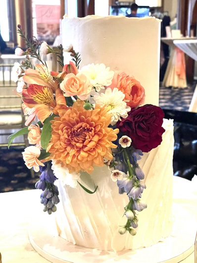 Layers of Love Vegan Cakes | Classic Traditional Floral Two Tier Textured Buttercream Wedding Cake