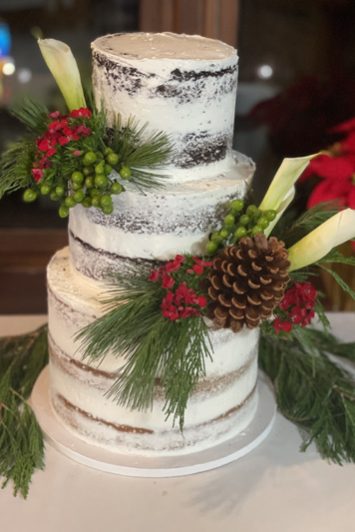 Layers of Love Vegan Cakes | Three Tier Naked Iced Christmas Holiday Vegan Wedding Cake